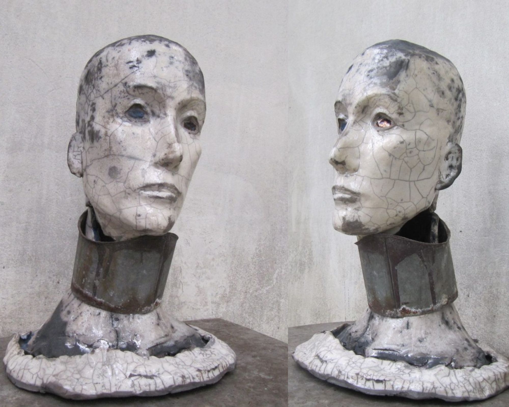 rzeźba głowa technika ceramika raku 