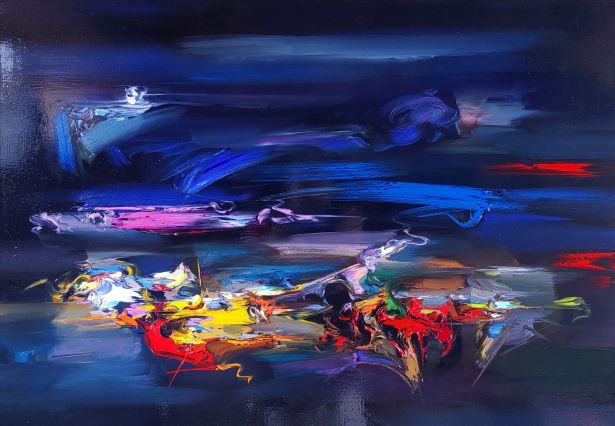 obraz abstrakcyjny w ciemnych barwach malarstwo współczesne obrazy Constantin Majrowski